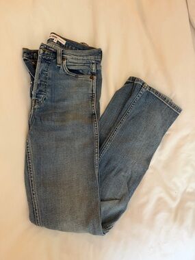Re/Done light blue double needle long jeans